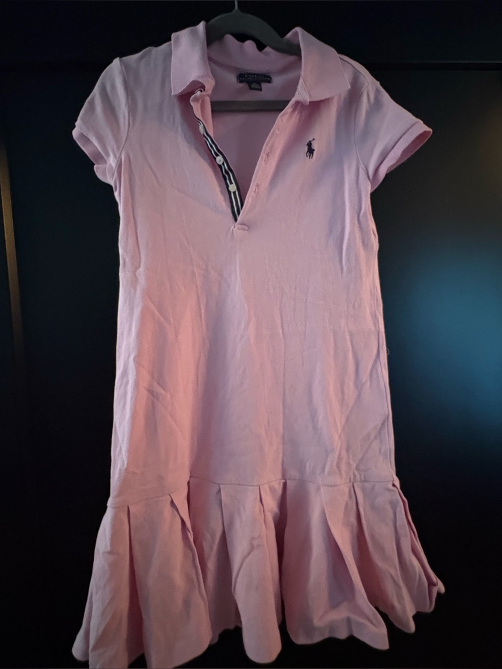 Polo Ralph Lauren Light Pink Collared Dress with Pleated Hem